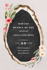 Floral wood slice - Baby Shower Invitation